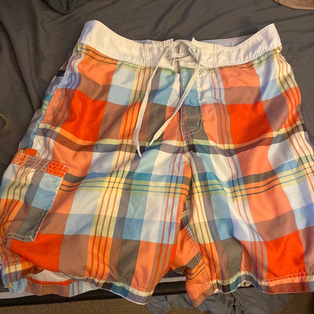 American eagle plaid swim trunk